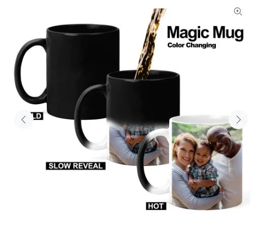 Custom magic mug with photo that appears when filled with hot liquid
