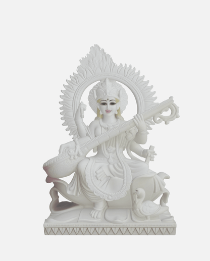 3D Printed Saraswati Maa Statue - White PLA - CVP Creations