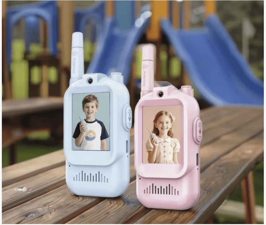 Kids Walkie Talkie with Camera and Screen, Blue and Pink, 2 - Pack, Outdoor Play Communication Toy - CVP Creations